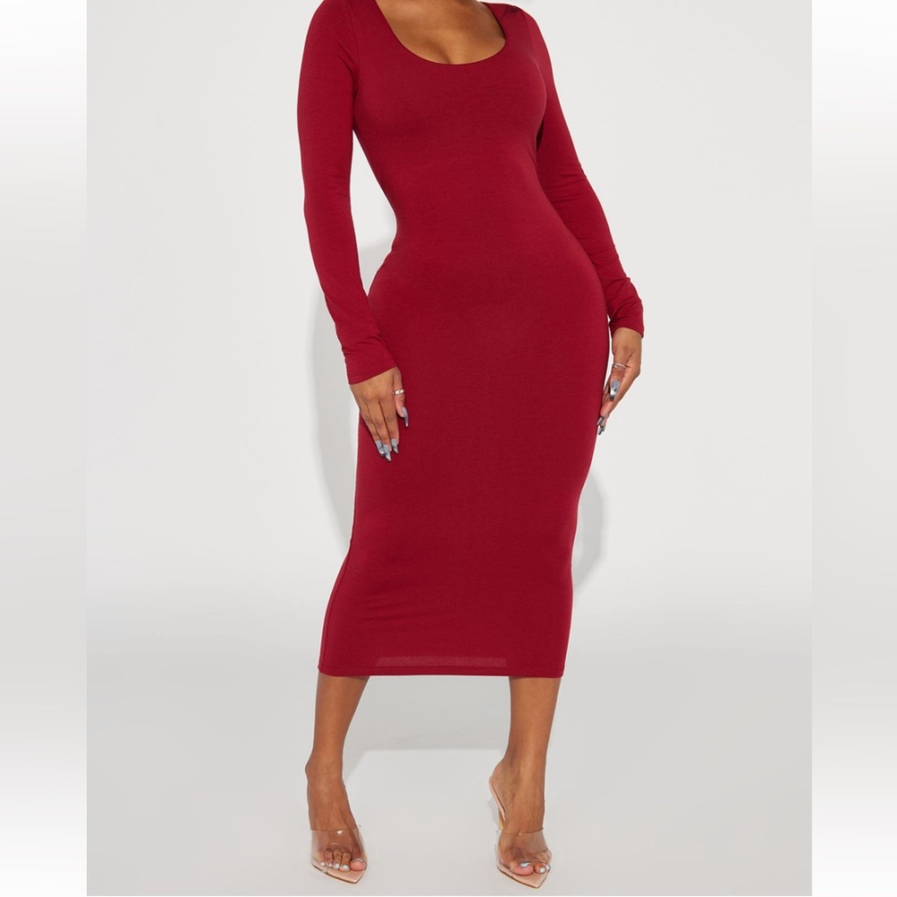 Burgundy midi dress